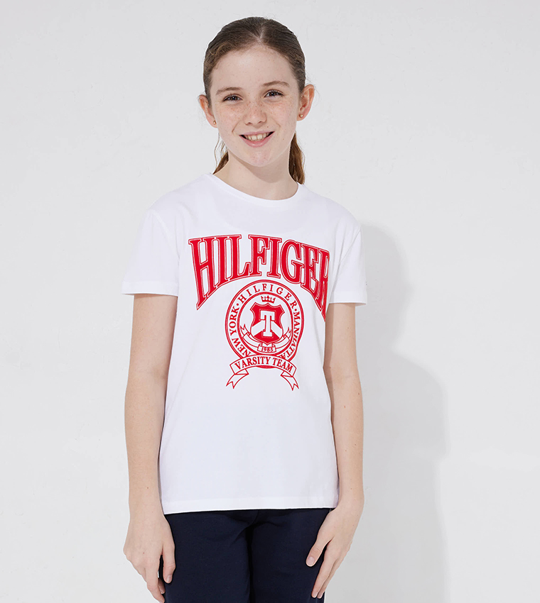 Buy Tommy Hilfiger Kids Printed Crew Neck T Shirt In White 6thStreet Bahrain