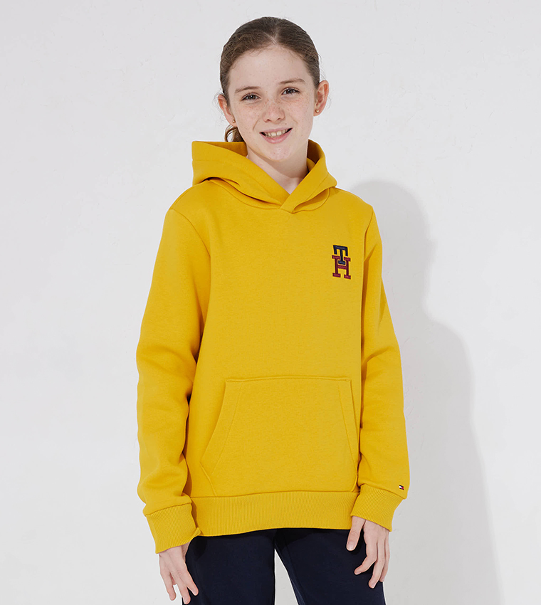 Buy Tommy Hilfiger Kids Logo Detail Long Sleeves Hoodie In Yellow 6thStreet Kuwait