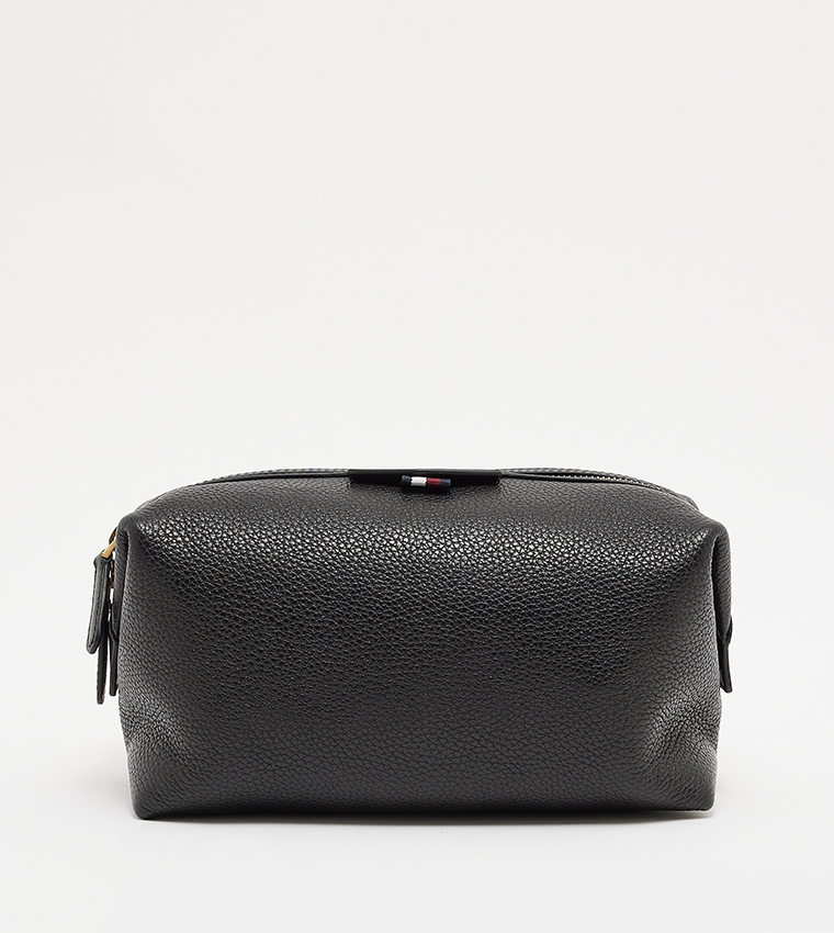 Buy Tommy Hilfiger Premium Leather Toiletry Bag In Black