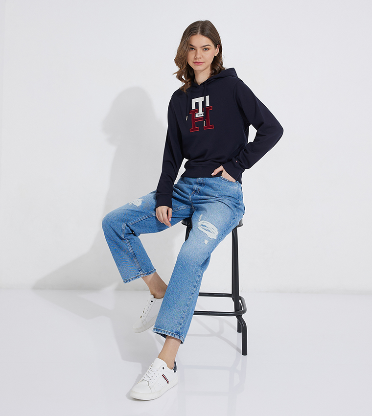 Buy Tommy Hilfiger Monogram Long Sleeves Hoodie In Blue