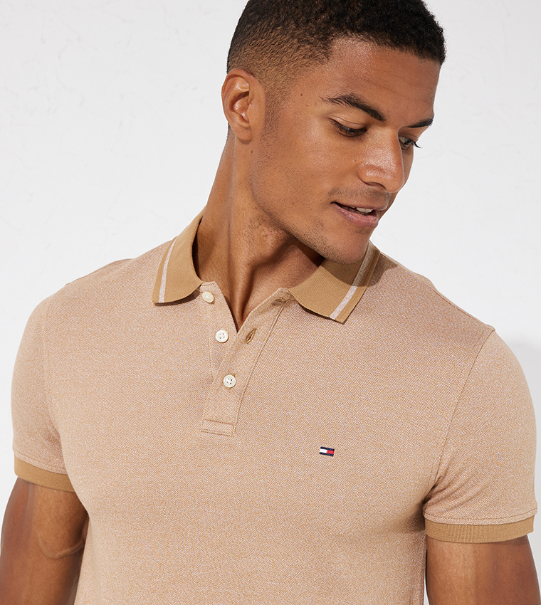 Buy Tommy Hilfiger Tipped Mouline Slim Fit Polo T Shirt In Brown |  6thStreet UAE