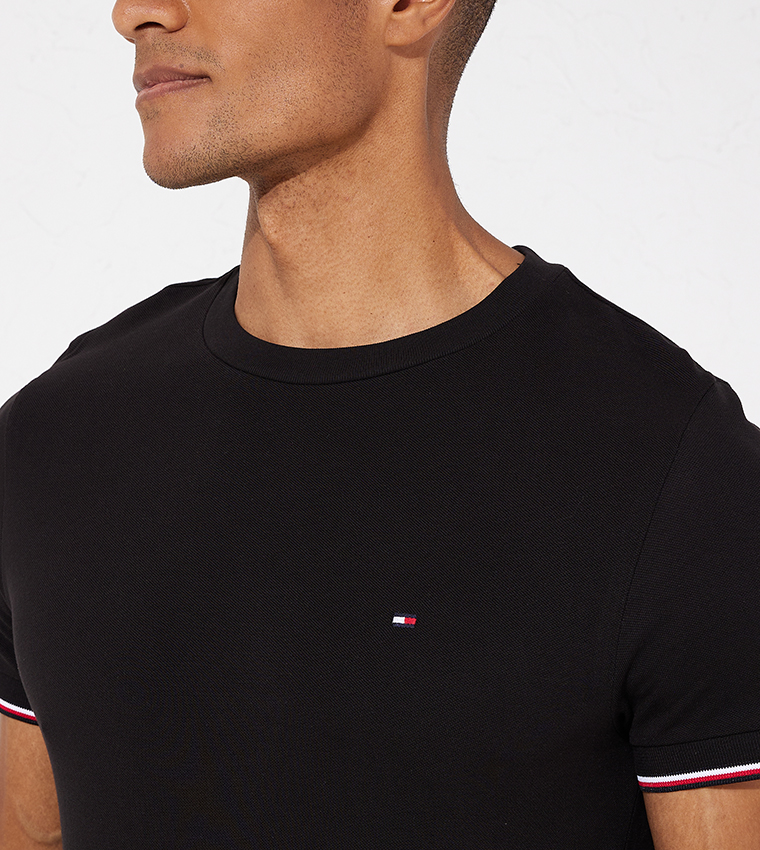 Buy Tommy Hilfiger Tipped Slim Fit Pique T Shirt In Black