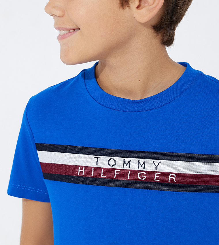 Tommy Hilfiger Kids' Signature Tape Logo T-Shirt Yellow in Dubai, UAE