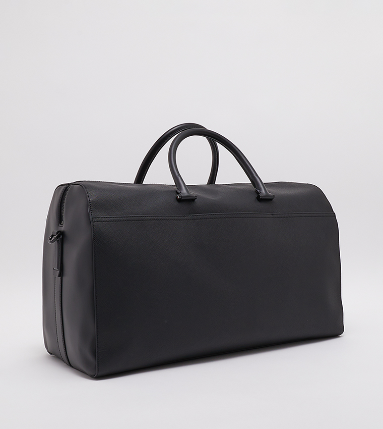 Leather duffle online bag black