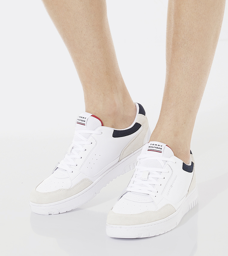 Leather Cupsole Lace-Up Sneakers