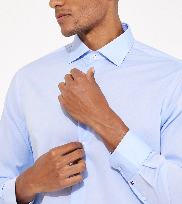 Buy Tommy Hilfiger Flex Collar Solid Shirt In Blue 6thStreet Kuwait