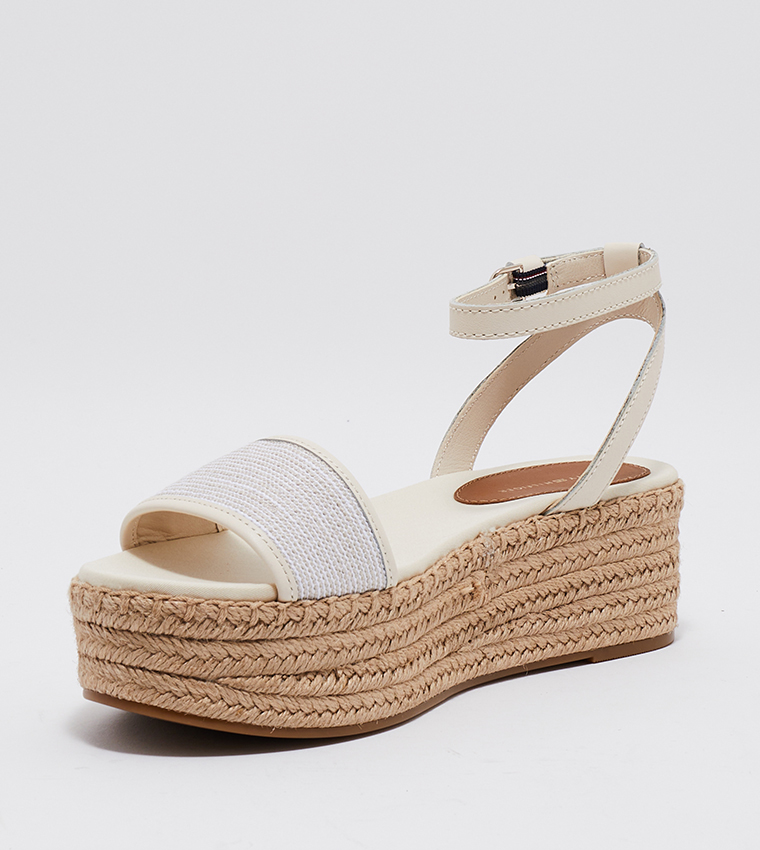 Ankle Strap Woven Platform Sandals
