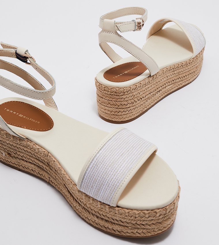 Ankle Strap Woven Platform Sandals