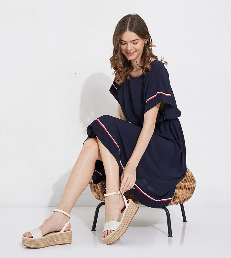 Ankle Strap Woven Platform Sandals