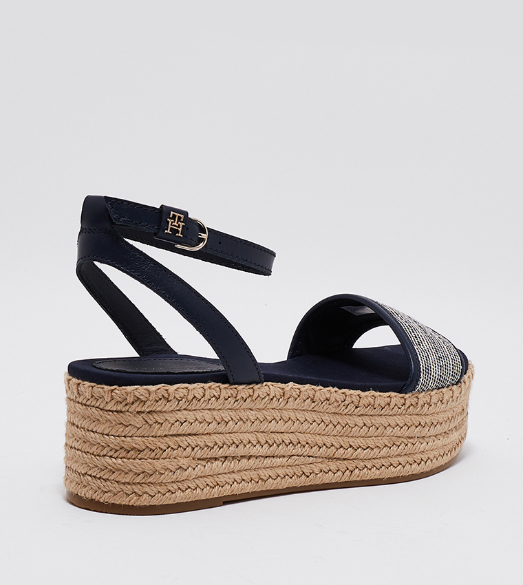 Ankle Strap Woven Platform Sandals