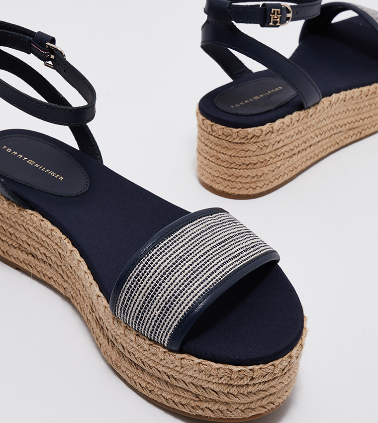 Ankle Strap Woven Platform Sandals