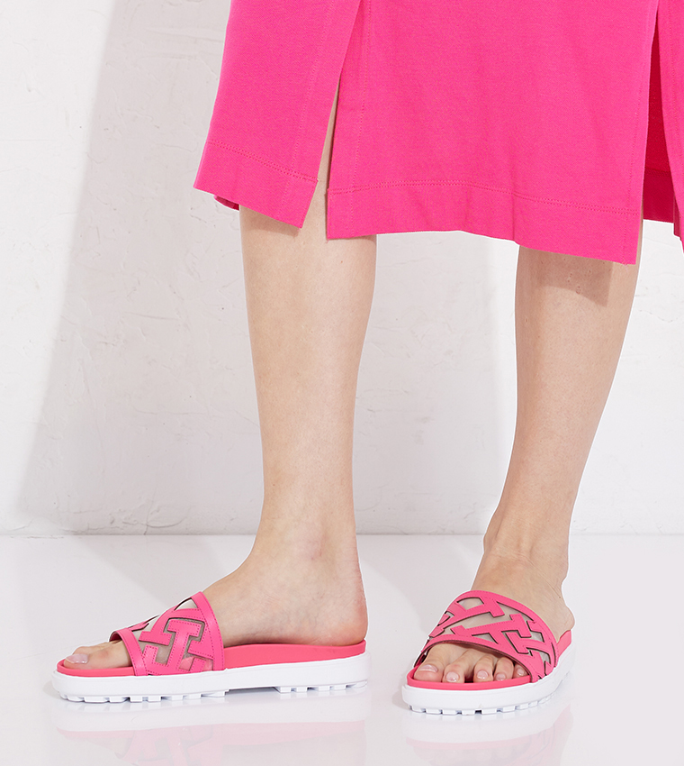 Buy Tommy Hilfiger Elevated Open Toe Slides In Pink 6thStreet