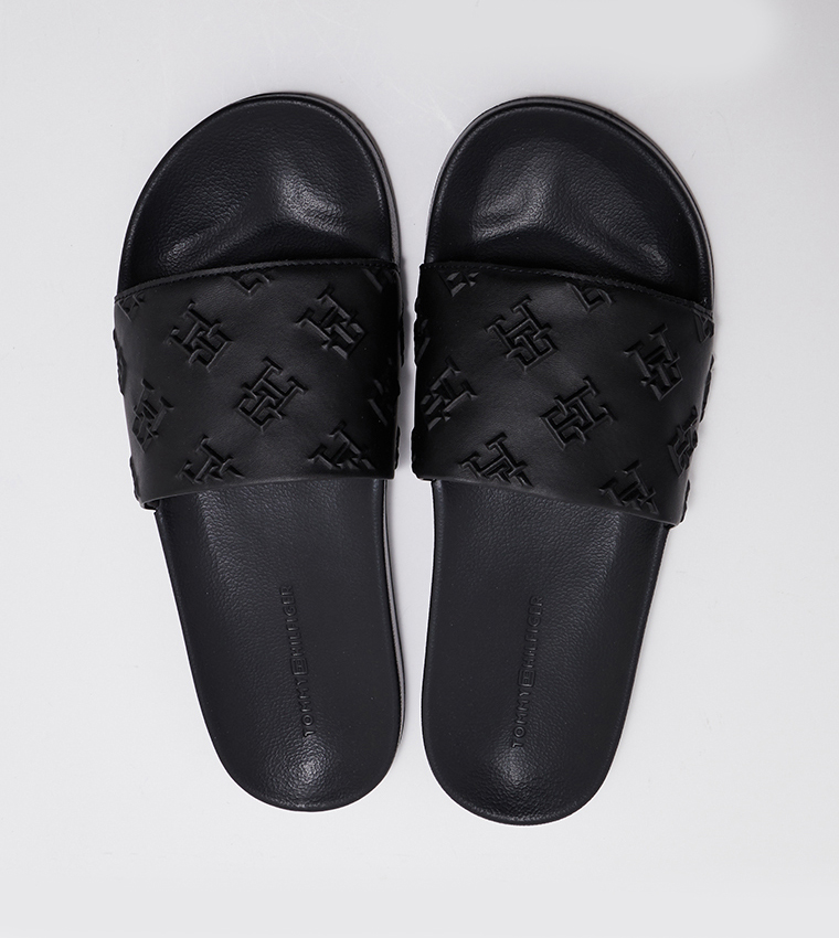 Tommy hilfiger clearance black slides