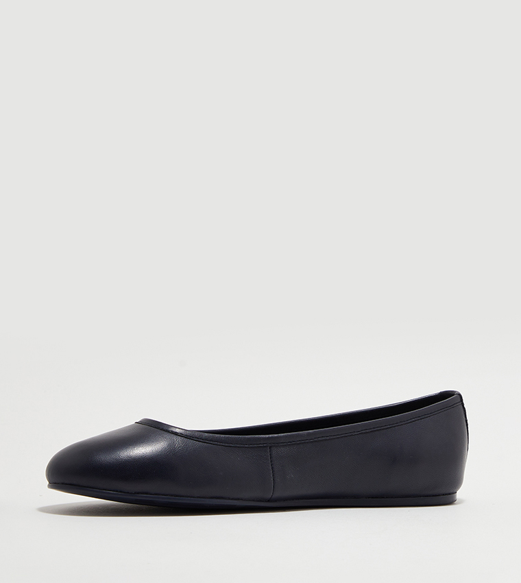 Buy Tommy Hilfiger Essential Chic Leather Ballerinas In Blue ...