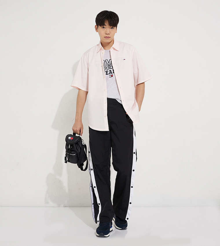 Buy Tommy Hilfiger Relaxed Fit Short Sleeves Casual Shirt In Pink