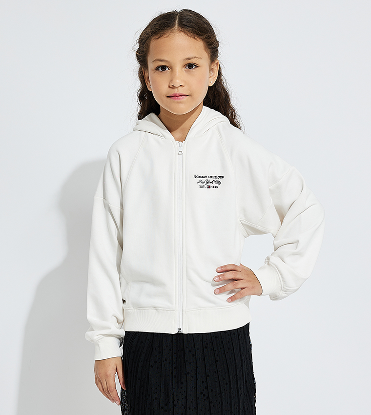 Logo Embroidered Hooded Zipper Jacket