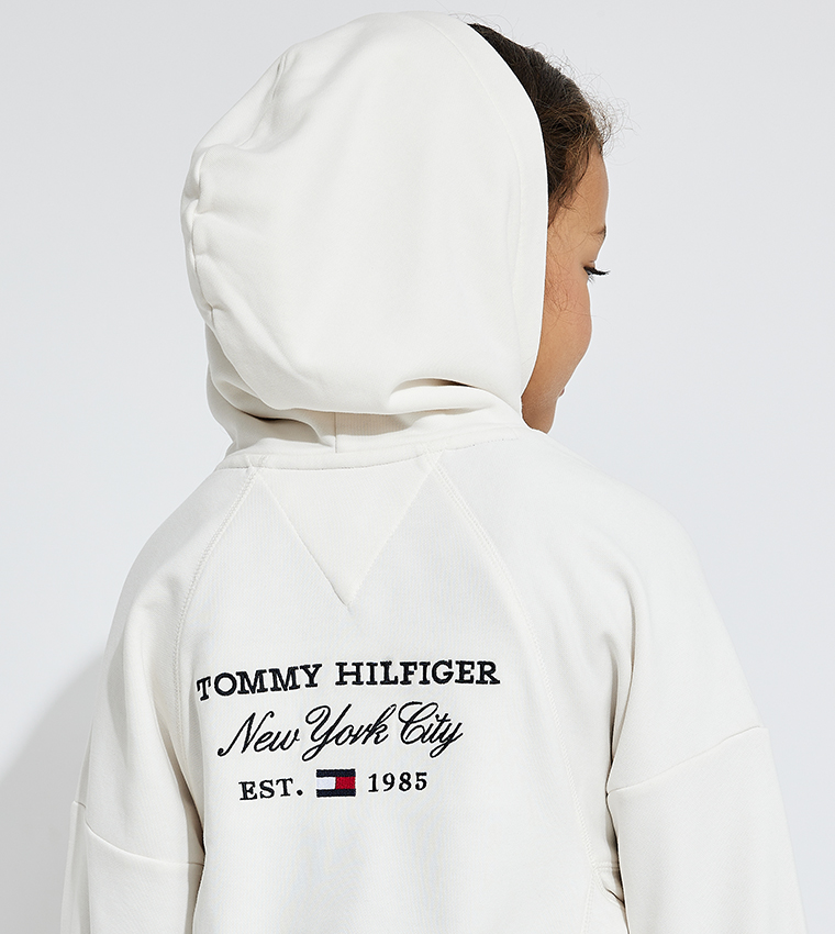 Logo Embroidered Hooded Zipper Jacket
