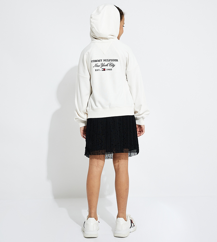 Logo Embroidered Hooded Zipper Jacket
