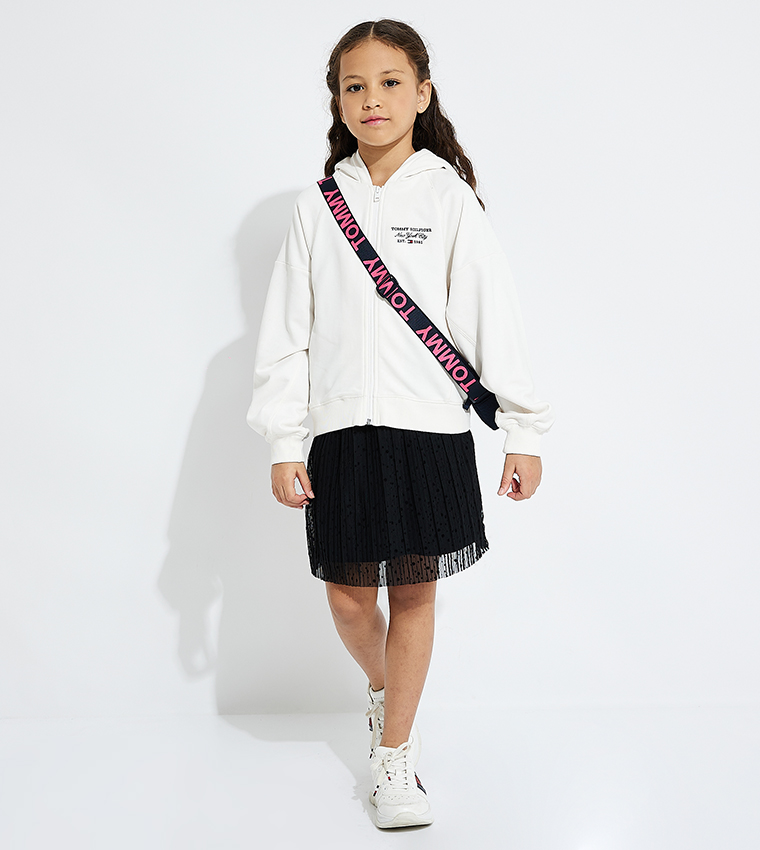 Logo Embroidered Hooded Zipper Jacket