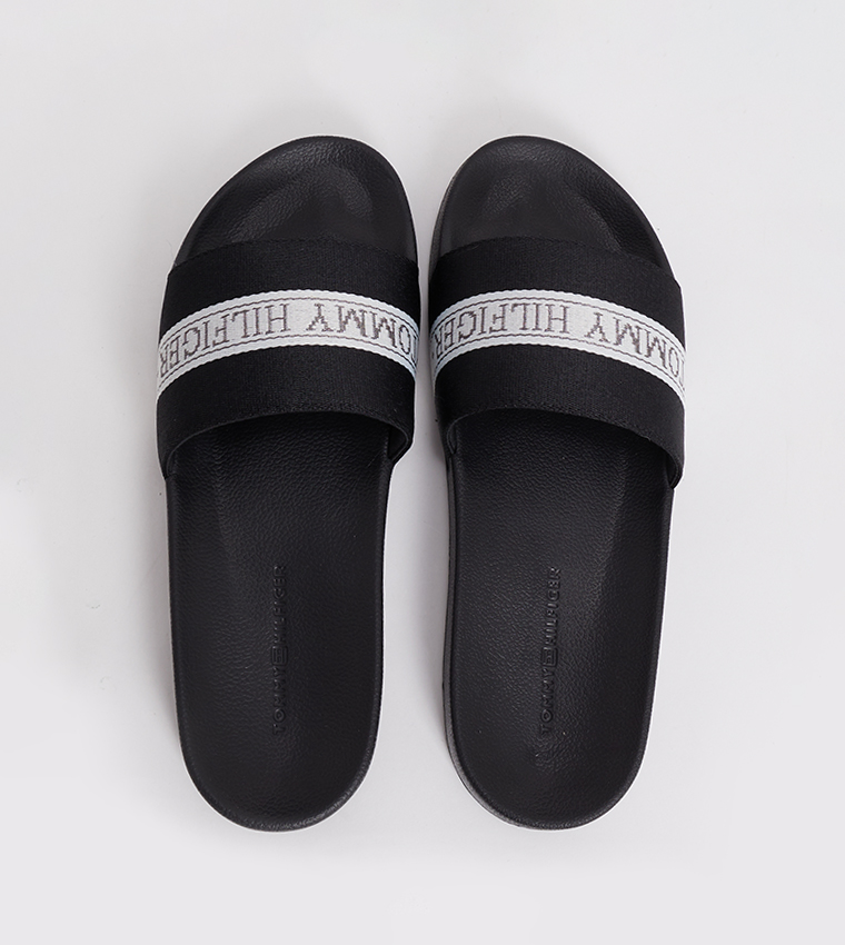 Buy Tommy Hilfiger Logo Detail Pool Slides In Black 6thStreet UAE