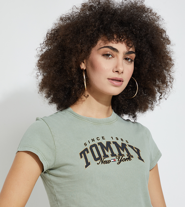 Varsity Logo Short Sleeves Cropped T-Shirt