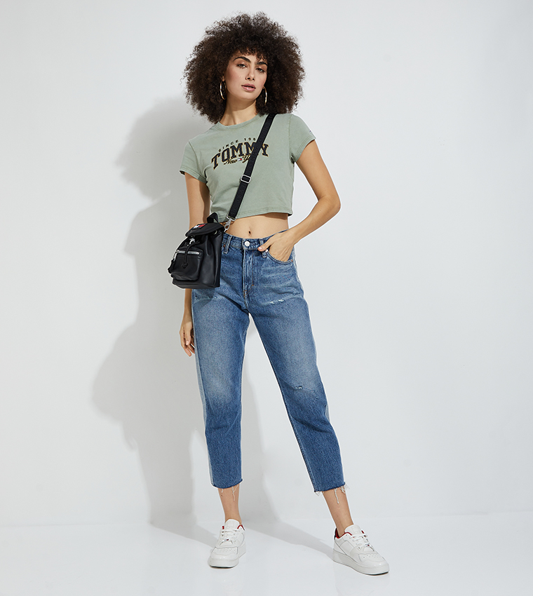 Varsity Logo Short Sleeves Cropped T-Shirt