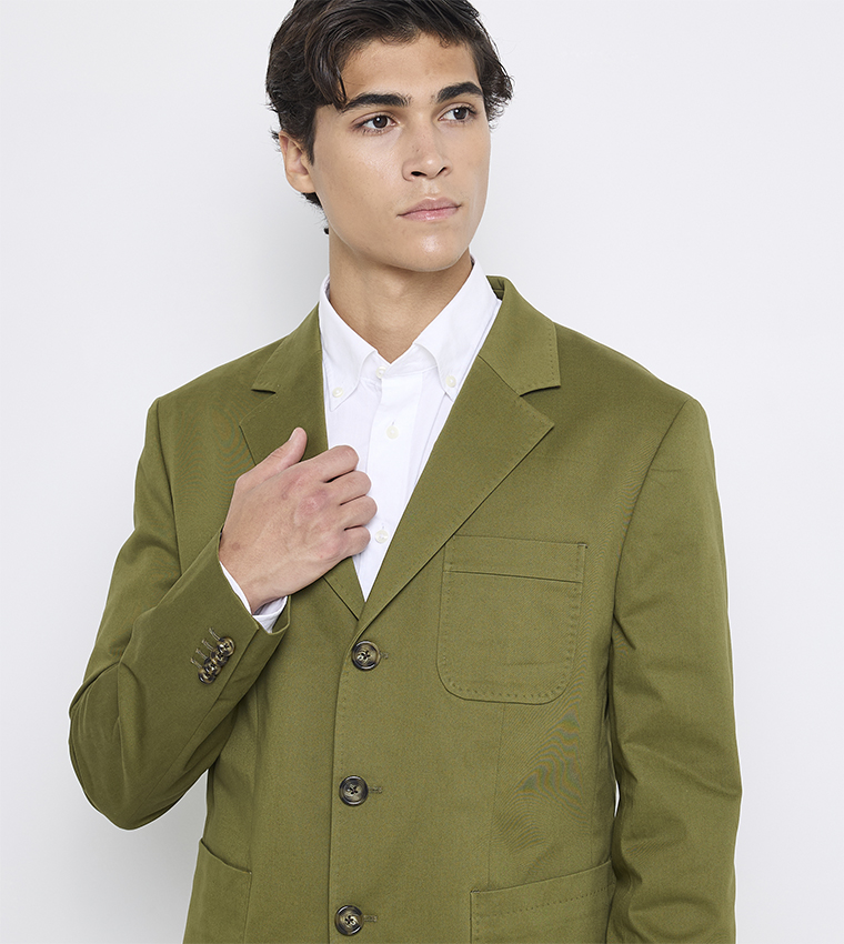 Solid Lapel Collar Blazer