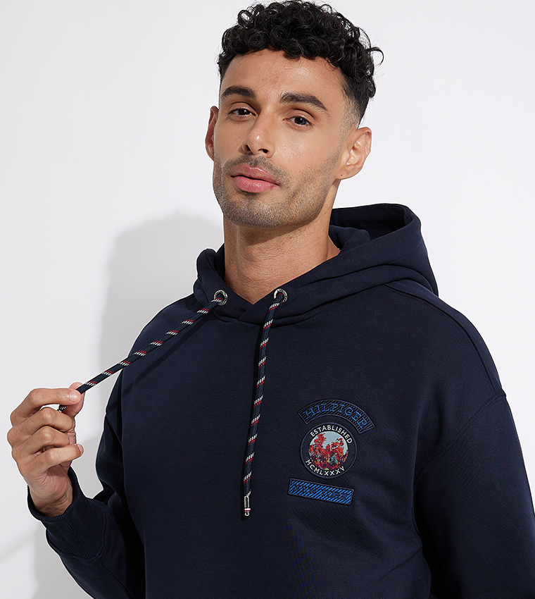 Buy Tommy Hilfiger Mountain Camo Logo Badge Hoodie In Navy 6thStreet Bahrain