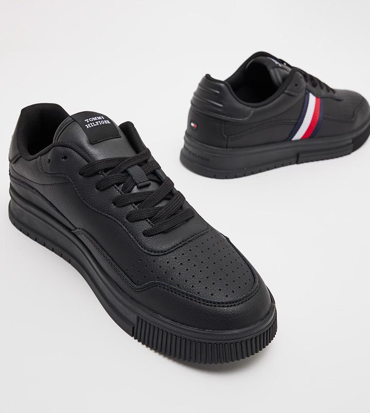 Tommy hilfiger flag detail leather best sale low tops