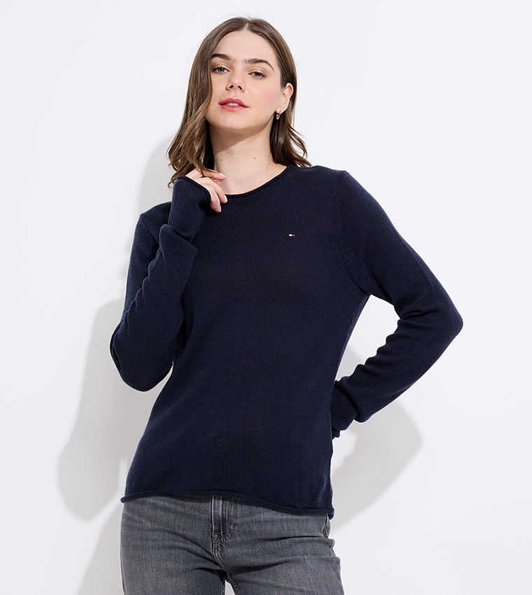 Buy Tommy Hilfiger Ribbed Long Sleeves Sweater In Navy 6thStreet UAE