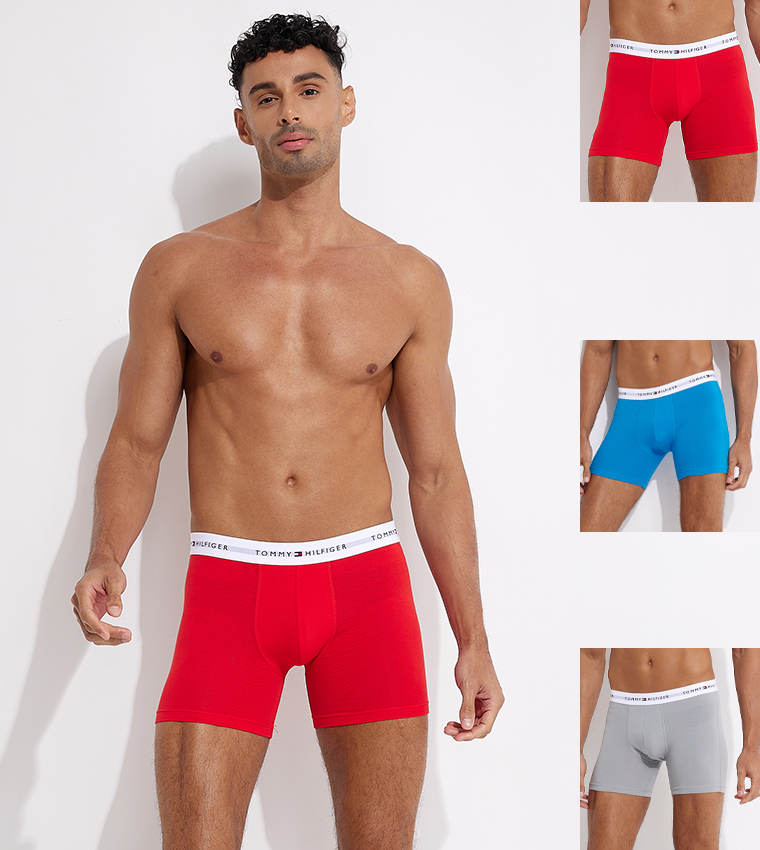 Buy Tommy Hilfiger 3 Pack Logo Waistband Trunks In Multiple Colors
