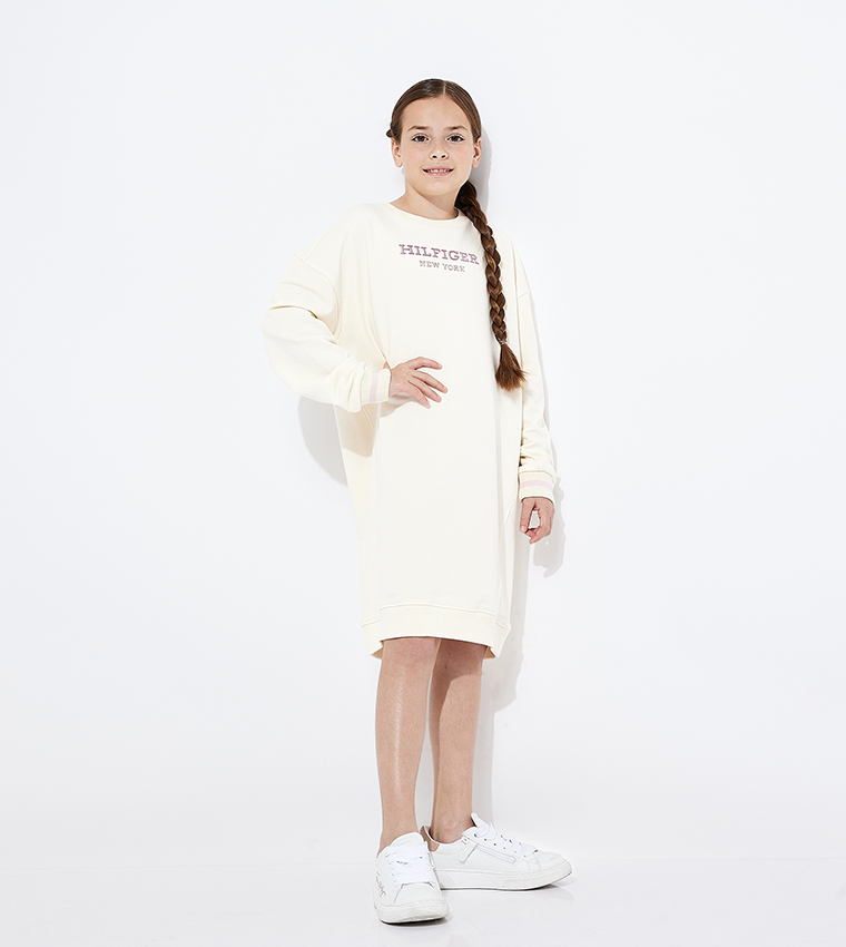 Monotype Foil Logo Printed Dress