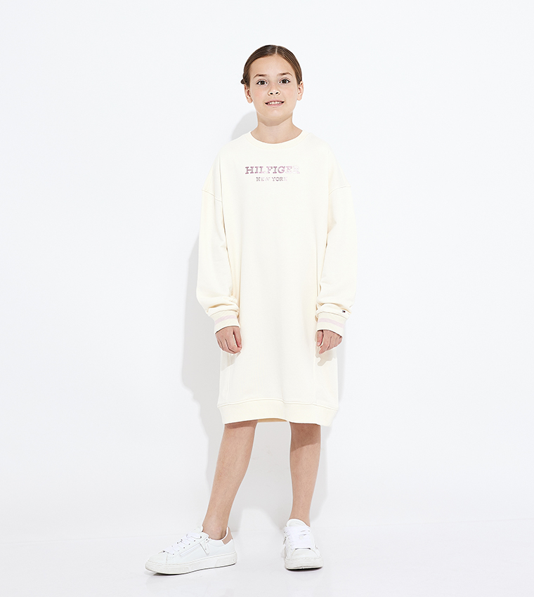 Monotype Foil Logo Printed Dress