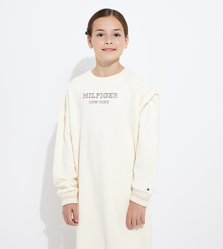 Monotype Foil Logo Printed Dress