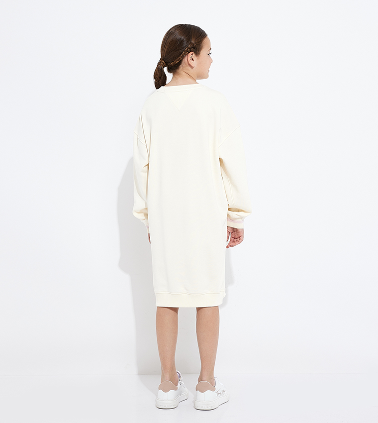 Monotype Foil Logo Printed Dress