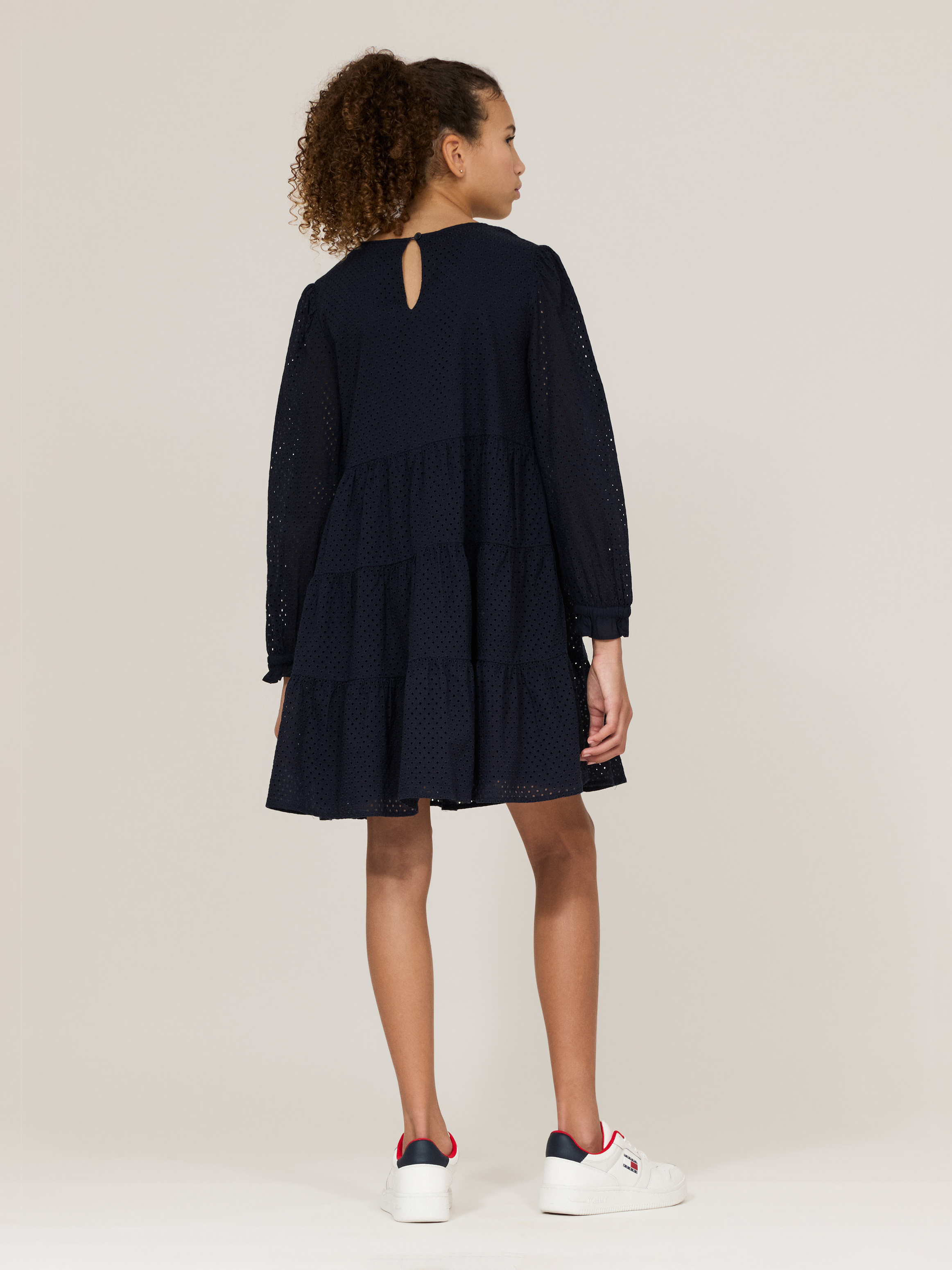 Broderie Long Sleeves Tiered Dress