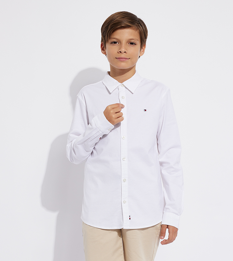 Flag Detail Long Sleeves Oxford Shirt