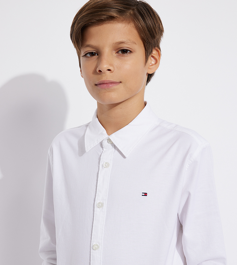 Flag Detail Long Sleeves Oxford Shirt