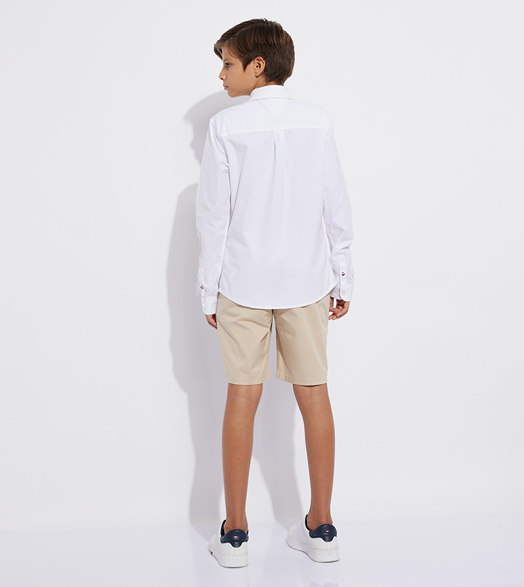 Flag Detail Long Sleeves Oxford Shirt