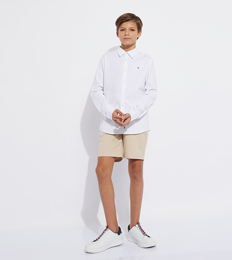 Flag Detail Long Sleeves Oxford Shirt