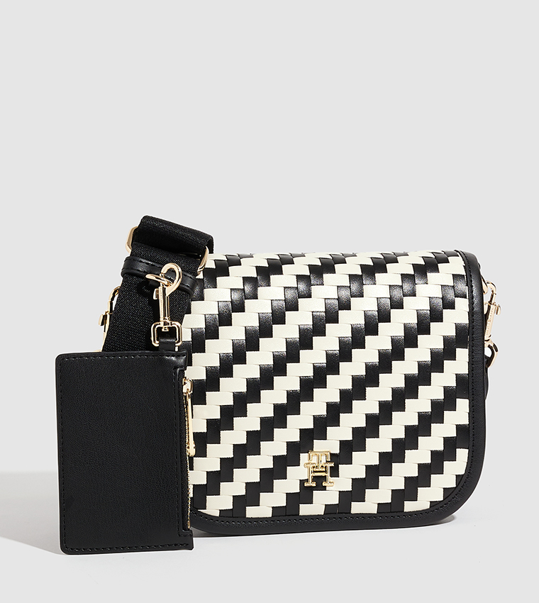 Textured Crossbody Bag with Pouch