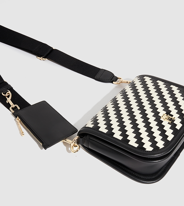 Textured Crossbody Bag with Pouch