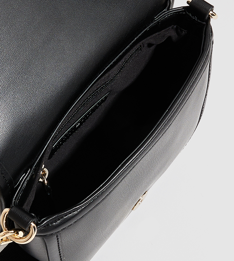 Textured Crossbody Bag with Pouch