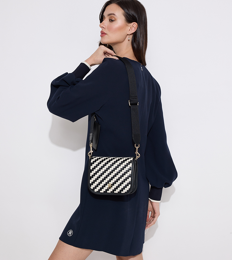 Textured Crossbody Bag with Pouch