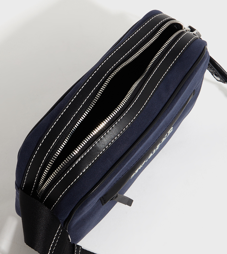 Logo Print Zippered Camera Bag