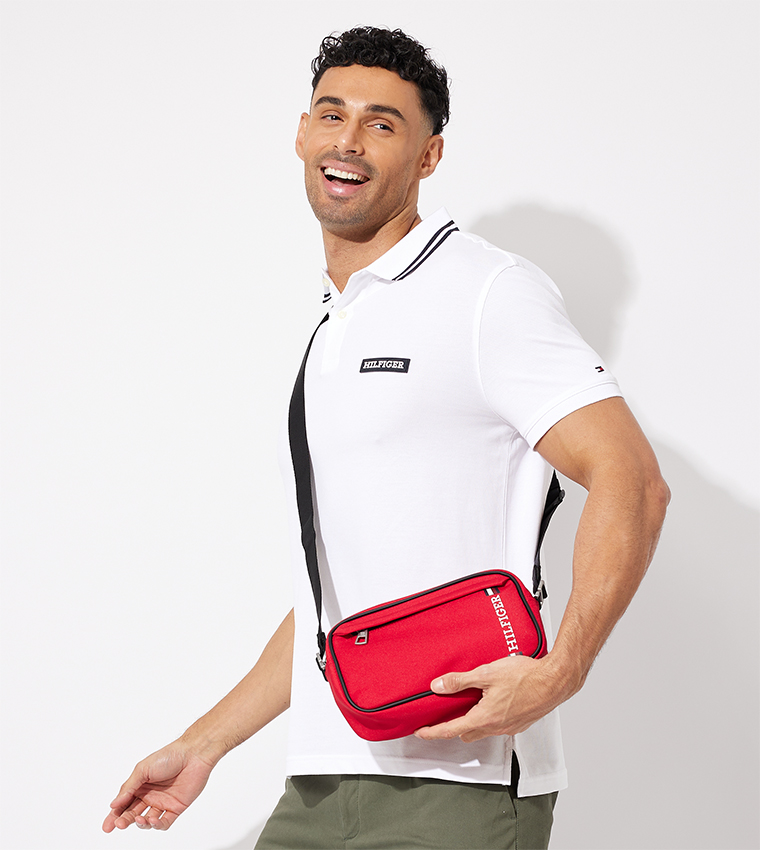 Logo Print Zippered Reporter Bag