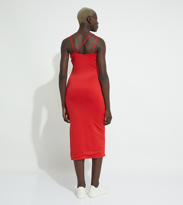 Solid Strappy Bodycon Dress