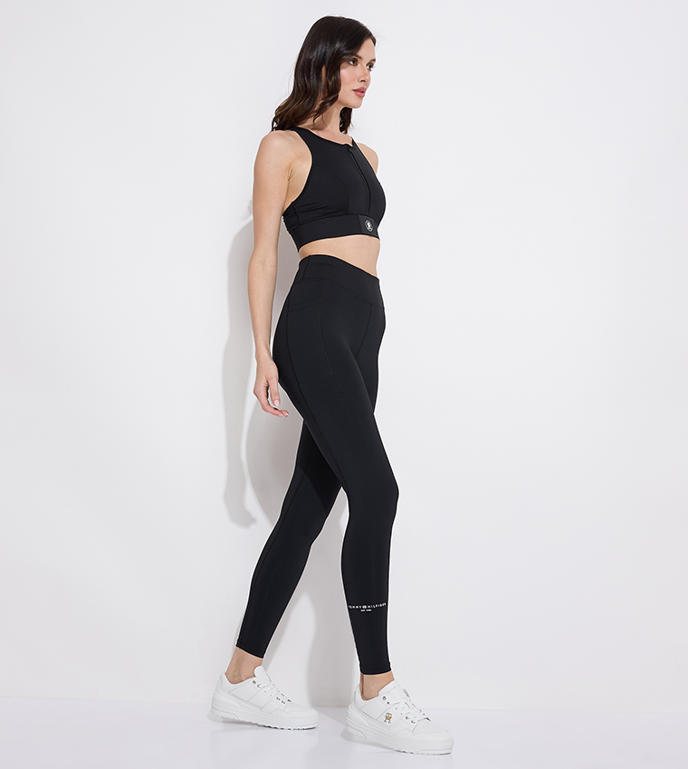 Buy Tommy Hilfiger Placement Print Active Leggings In Black