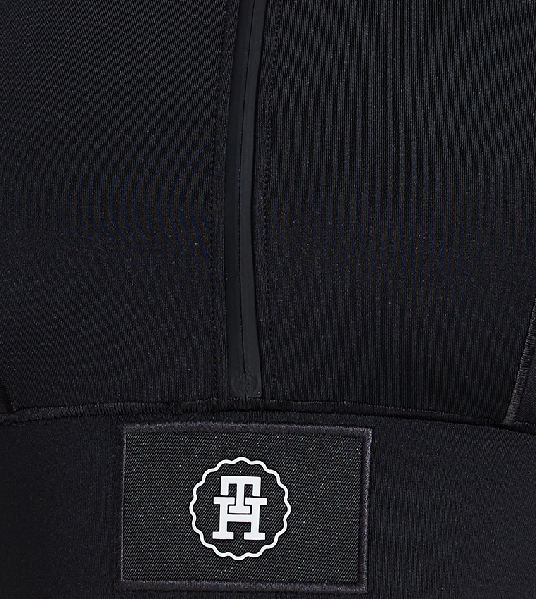 Monogram Detail Zipper Sports Bra