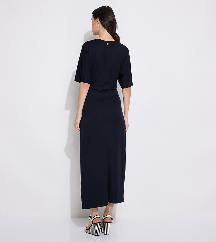 Shiny Interlock Short Sleeves Midiaxi Dress